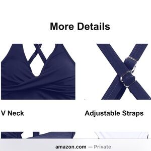 Talisea, plus size women XXL, Stylish navy blue halter tankini top & bottom